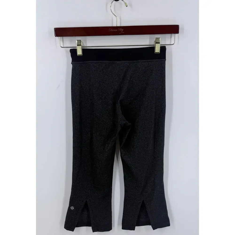 Lululemon Womens Cropped Capri Pants Size 4 Flare Leg Workout Gym Charcoal Gray